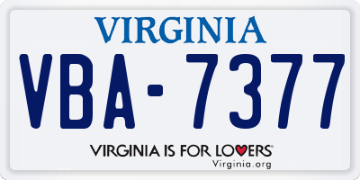 VA license plate VBA7377