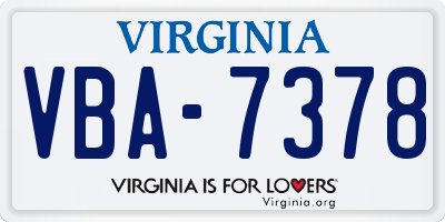VA license plate VBA7378