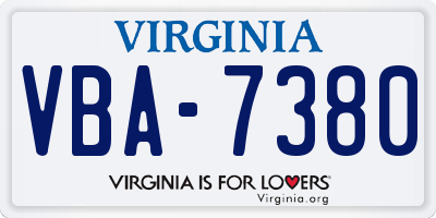 VA license plate VBA7380