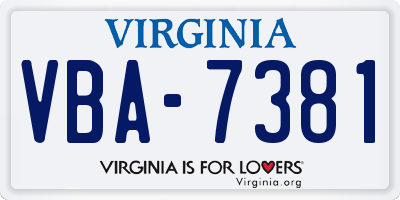 VA license plate VBA7381