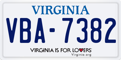 VA license plate VBA7382