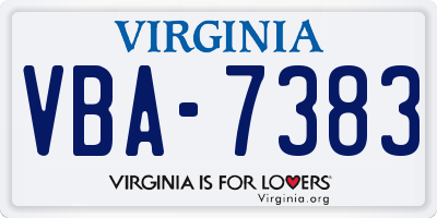 VA license plate VBA7383