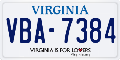 VA license plate VBA7384
