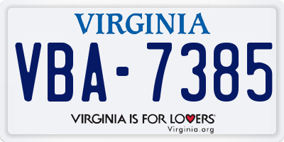 VA license plate VBA7385