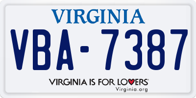 VA license plate VBA7387