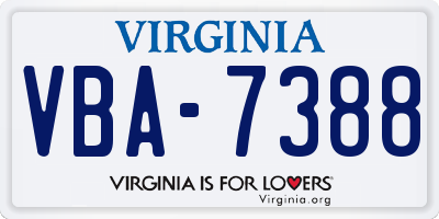 VA license plate VBA7388