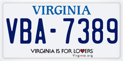 VA license plate VBA7389