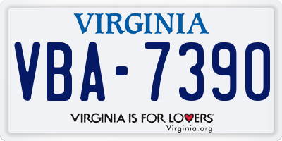 VA license plate VBA7390