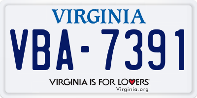 VA license plate VBA7391