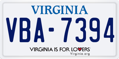 VA license plate VBA7394