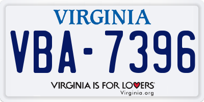 VA license plate VBA7396