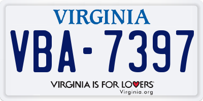 VA license plate VBA7397