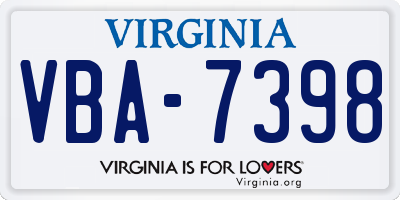 VA license plate VBA7398