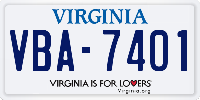 VA license plate VBA7401