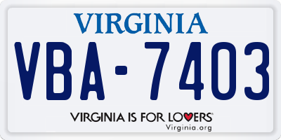 VA license plate VBA7403
