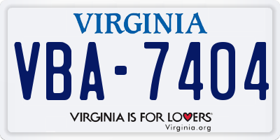 VA license plate VBA7404