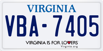 VA license plate VBA7405