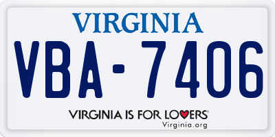 VA license plate VBA7406