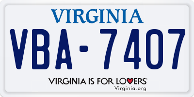 VA license plate VBA7407
