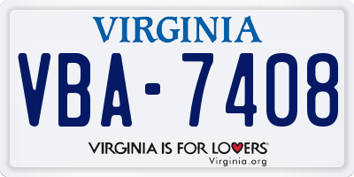 VA license plate VBA7408