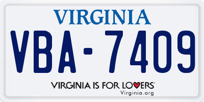 VA license plate VBA7409