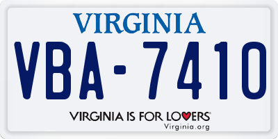 VA license plate VBA7410
