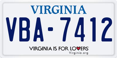 VA license plate VBA7412