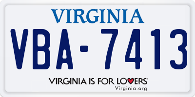VA license plate VBA7413