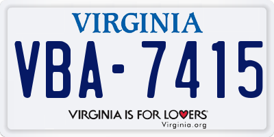 VA license plate VBA7415