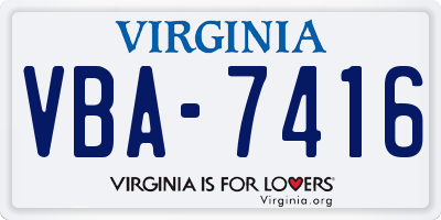 VA license plate VBA7416