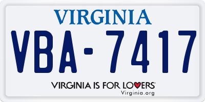 VA license plate VBA7417