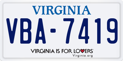 VA license plate VBA7419