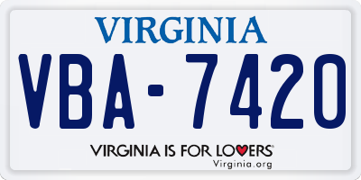 VA license plate VBA7420