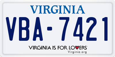 VA license plate VBA7421