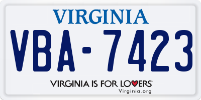 VA license plate VBA7423