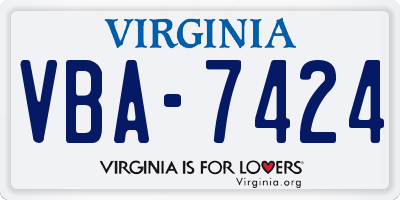 VA license plate VBA7424