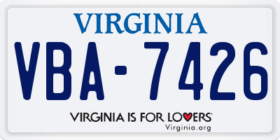VA license plate VBA7426