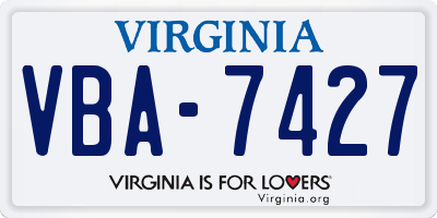VA license plate VBA7427