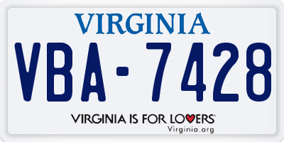 VA license plate VBA7428