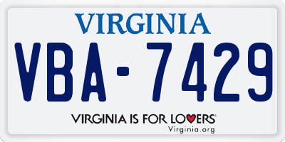 VA license plate VBA7429