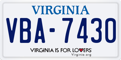 VA license plate VBA7430