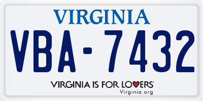 VA license plate VBA7432