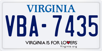 VA license plate VBA7435