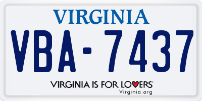 VA license plate VBA7437
