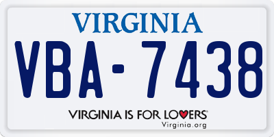 VA license plate VBA7438