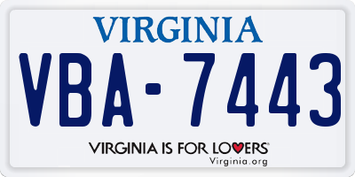 VA license plate VBA7443