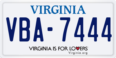 VA license plate VBA7444