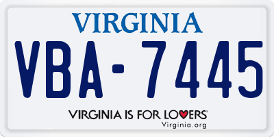 VA license plate VBA7445