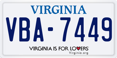 VA license plate VBA7449