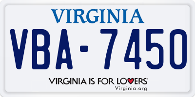 VA license plate VBA7450